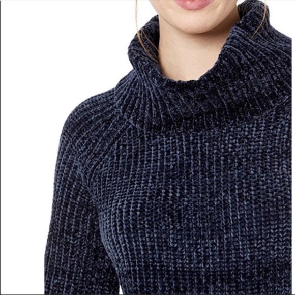 Lucky Brand Chenille cowl neck sweater turtleneck blue - Picture 3 of 9